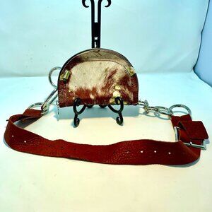 (h(om)e) Heather Hambrecht Handbag Leather/Hair Adjustable Waist Belt Crossbody